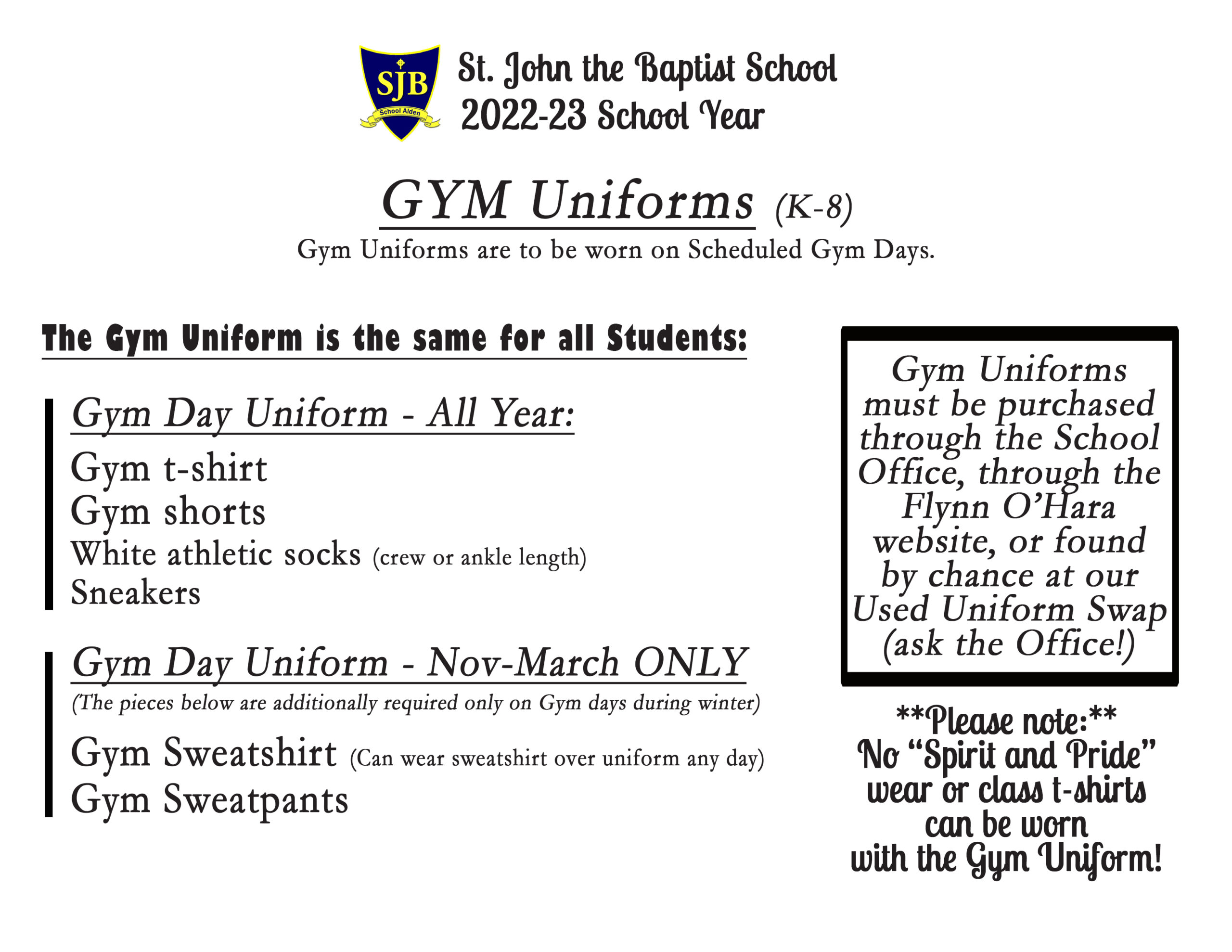 SJS GYM Uniforms Graphic 22 23